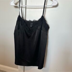 Forever 21 black silk tank with lace detailing Size S